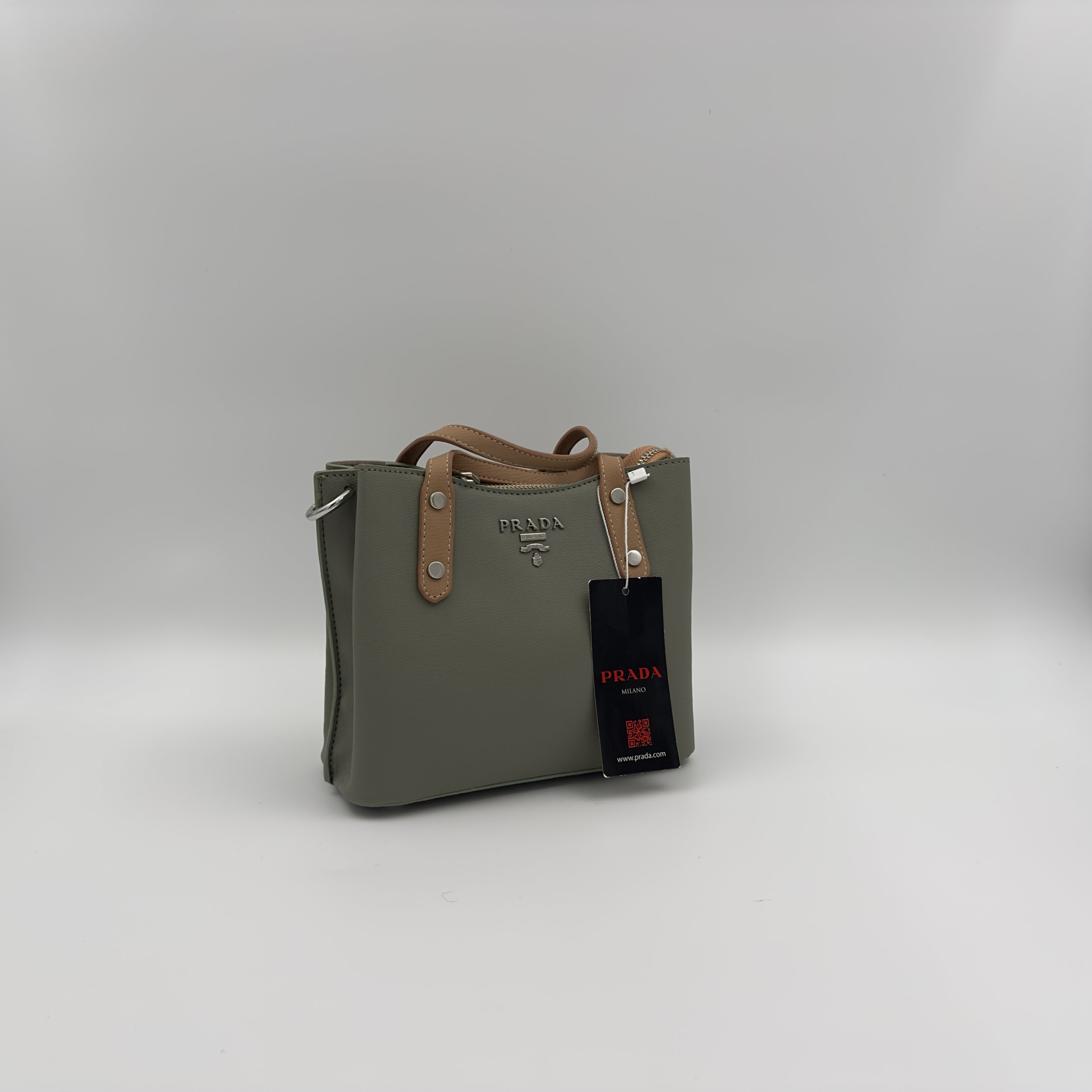 PRADA SAFFIANO MONOCHROME BAG GREEN LEATHER